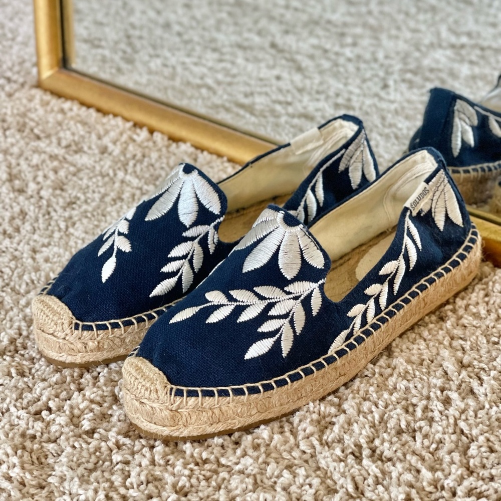 Soludos Shiloh Embroidered Espadrille Midnight - Size 6 (Blue)